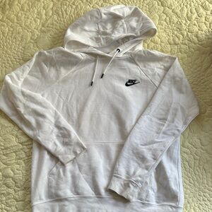 Nike Men’s White Crewneck Hoodie with Black Swoosh